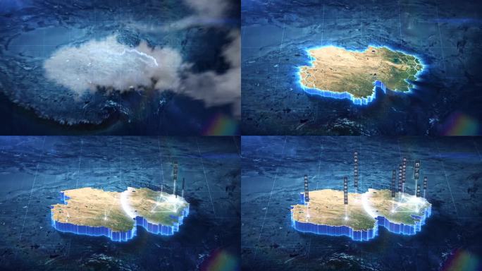 【AE模板】科技蓝暗调三维卫星地图 青海
