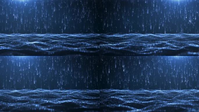 蓝色粒子海洋粒子雨背景