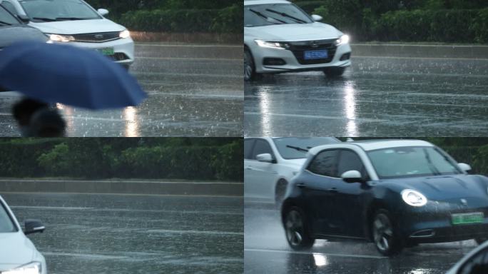 暴雨路面行车