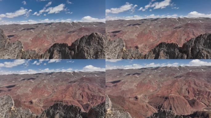 西藏高原山脊大地脉络纹理俯拍
