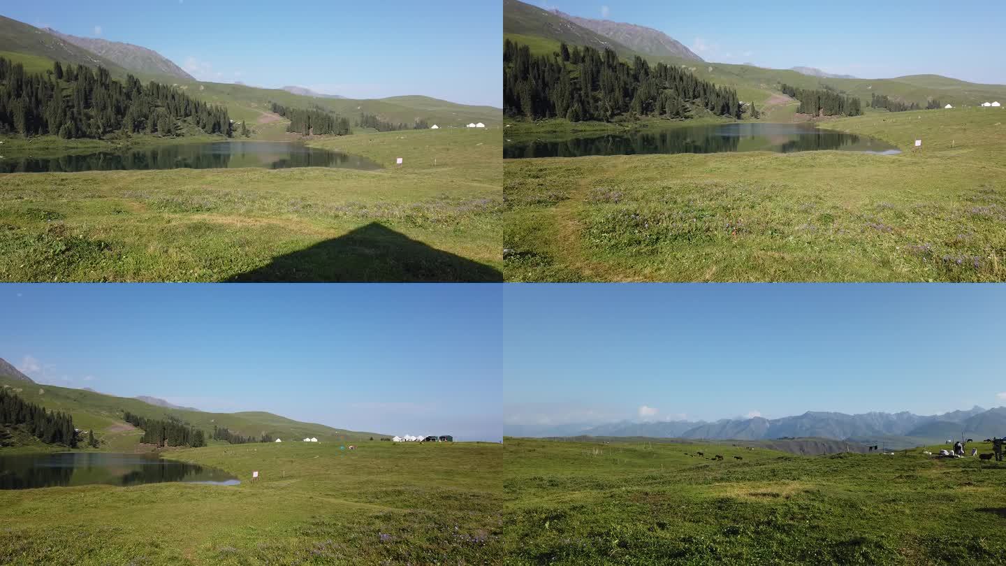 新疆阔尔克草原之上的仙女湖目之所及风光