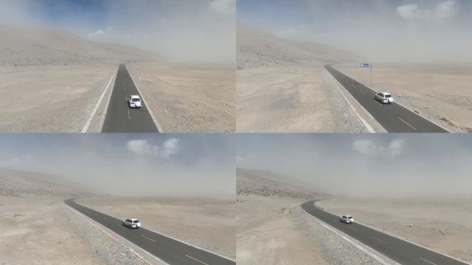 西藏航拍 阿里地区沙尘暴