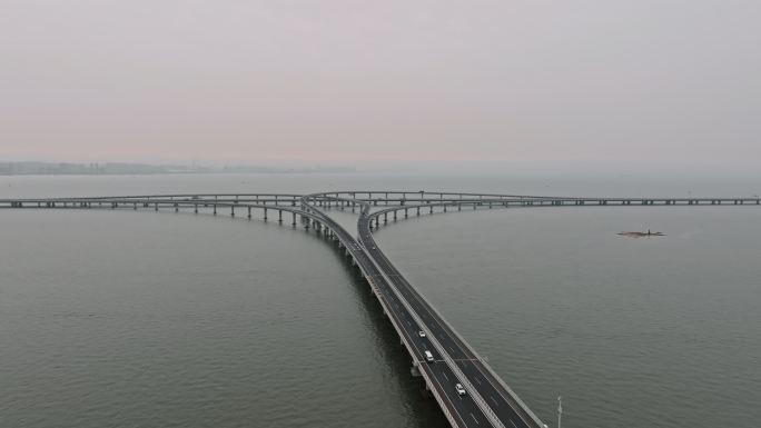 山东青岛胶州湾大桥航拍