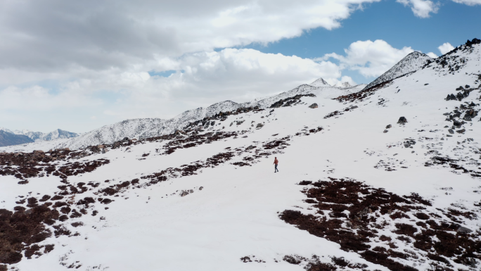 川西雪山人奔跑