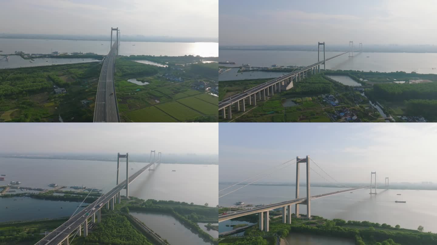 航拍泰州长江大桥合集4k
