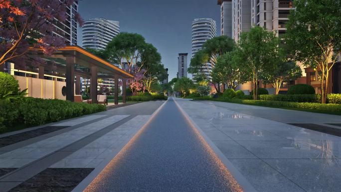 新中式庭院园林景观走廊漫游