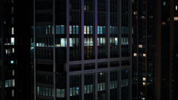 城市办公楼夜景航拍