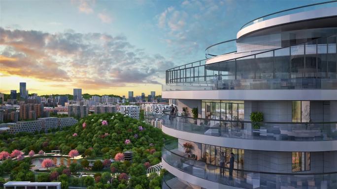 第4代住宅超大阳台景观三维动画