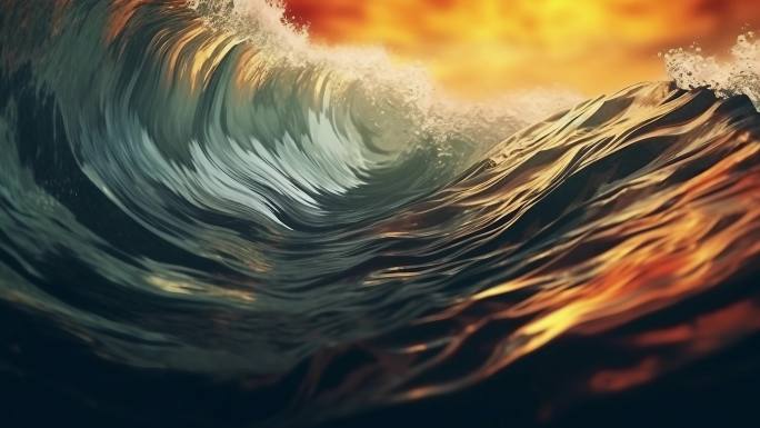 海浪流光溢彩动态背景