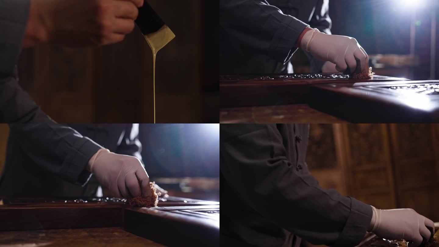 雕刻大国工匠上漆非遗传承大漆工艺生漆调漆