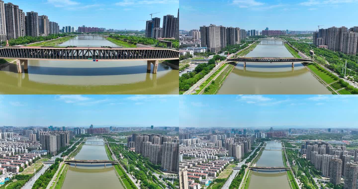 4K航拍长沙芙蓉区浏阳河人行桥网红汉桥5