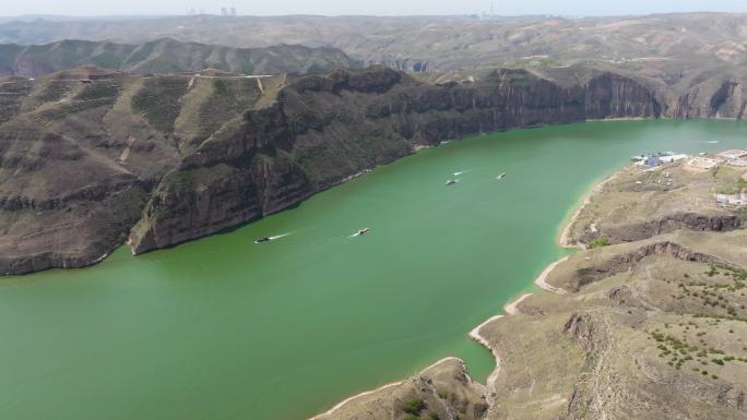 山西偏关黄河一号旅游公路老牛湾实景航拍