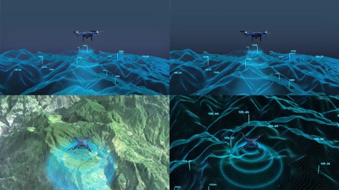 无人机探测地形科技感测绘
