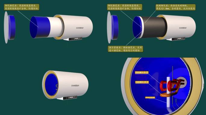 电热水器内部构造C4D模型加AE模板