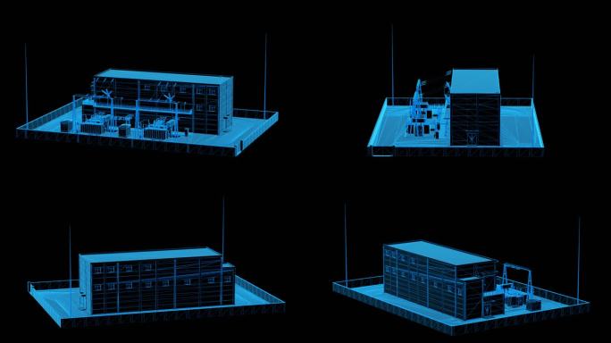 发电厂 变电站蓝色科技线条通道素材