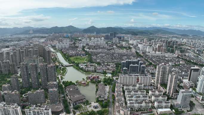 台州城市黄岩主城区城市航拍