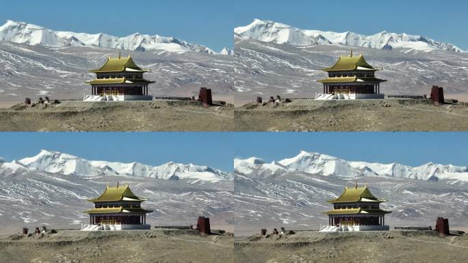 西藏日喀则定日县岗嘎镇珠穆朗玛关帝庙航拍