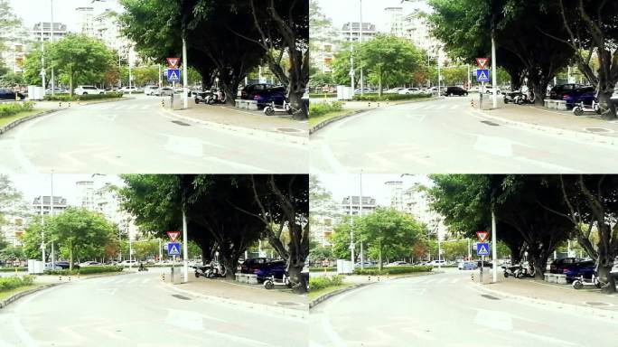 增城交通城市绿化畅通马路右转弯道左路