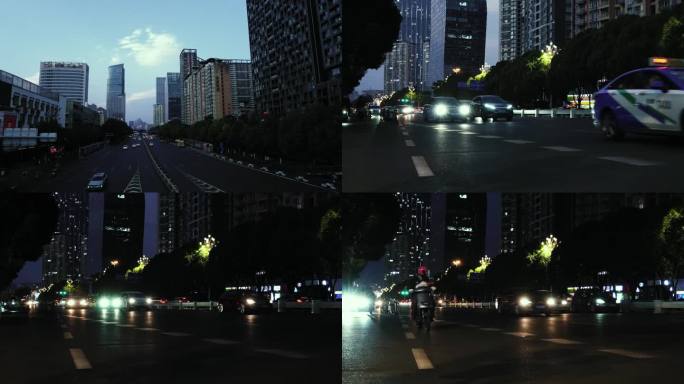 城市夜晚的街道车流