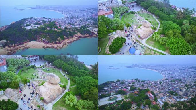 航拍东山岛风动石景区和海湾全景