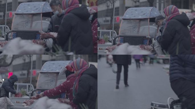 电影机拍摄城市人文早市买菜市场