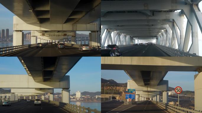 4K拍摄道路交通车流大桥隧道跨海大桥