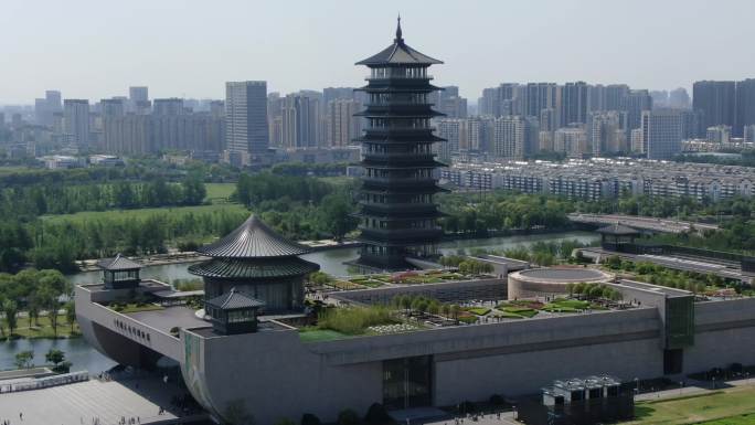 航拍中国扬州大运河博物馆大运塔