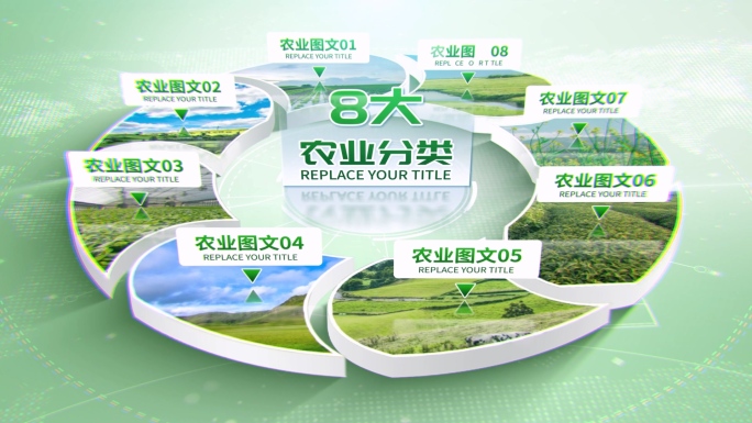 【2-8组】圆角绿色农业饼图分类AE模板
