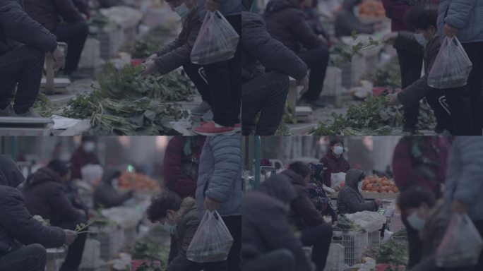 电影机拍摄城市凌晨早市买菜人文
