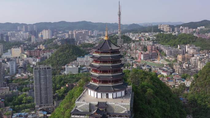 贵阳东山山体公园航拍4k