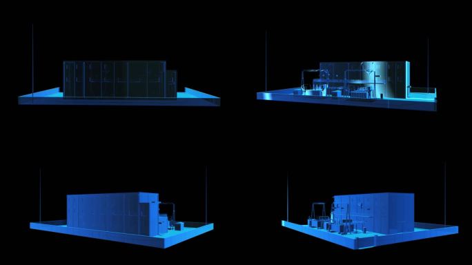 发电厂 变电站全息蓝色科技通道素材