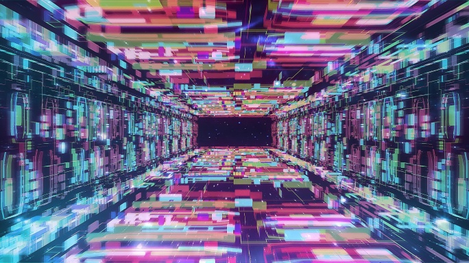 科技科幻霓虹空间色块隧道