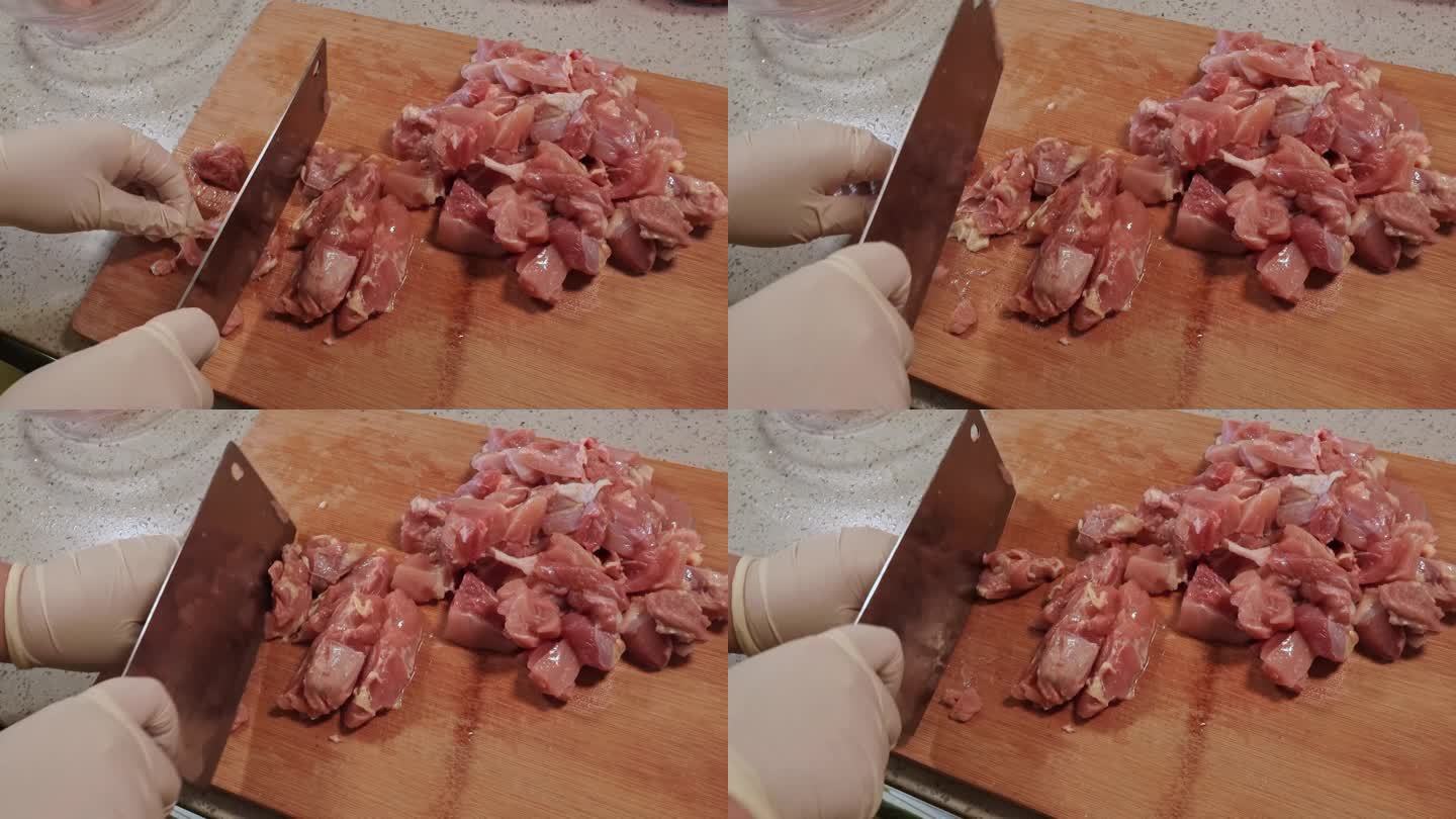 鸡腿肉切块分割鸡大腿 (4)