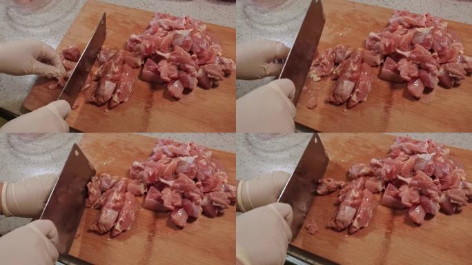 鸡腿肉切块分割鸡大腿 (4)