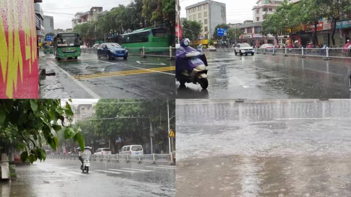 风雨城市 暴雨天下暴雨 雨天行车雨天车流