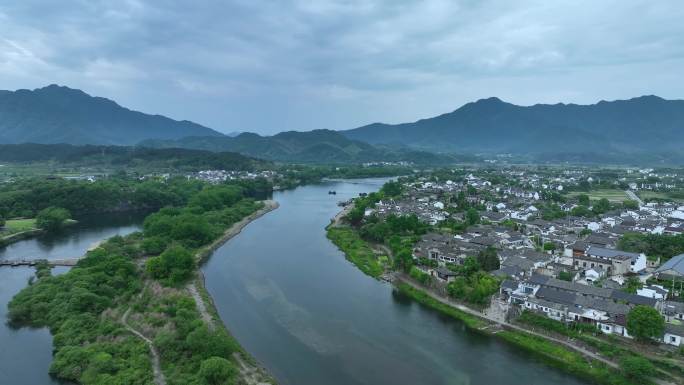 安徽宣城市泾县桃花潭景区航拍