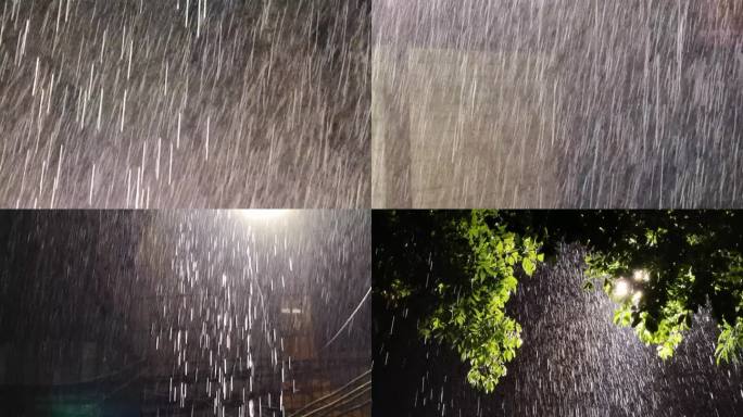 下暴雨视频仰望暴雨如注夜拍下雨农村大雨