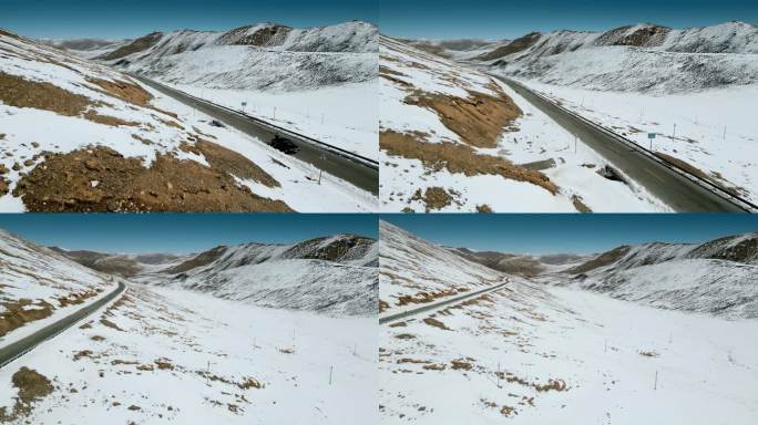 西藏旅游风光318国道米拉山口雪山积雪