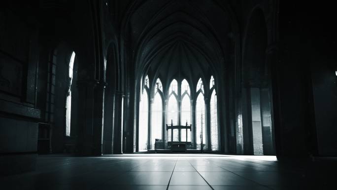 神秘黑暗欧式风格建筑教堂大教堂背景素材