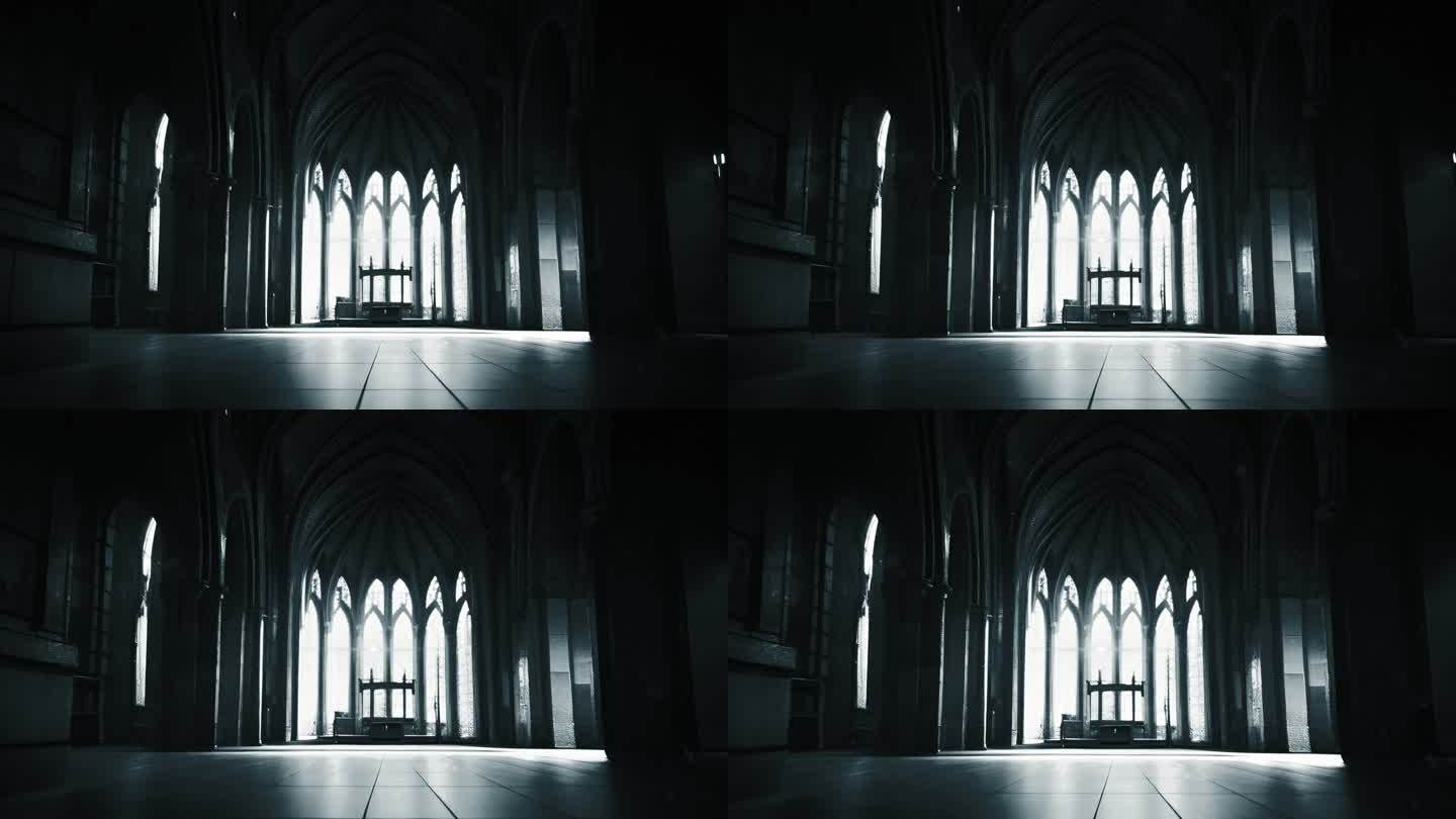 神秘黑暗欧式风格建筑教堂大教堂背景素材