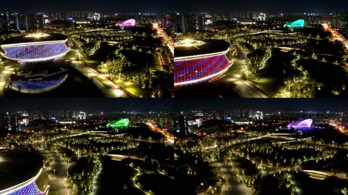 杭州运河亚运公园夜景延时摄影