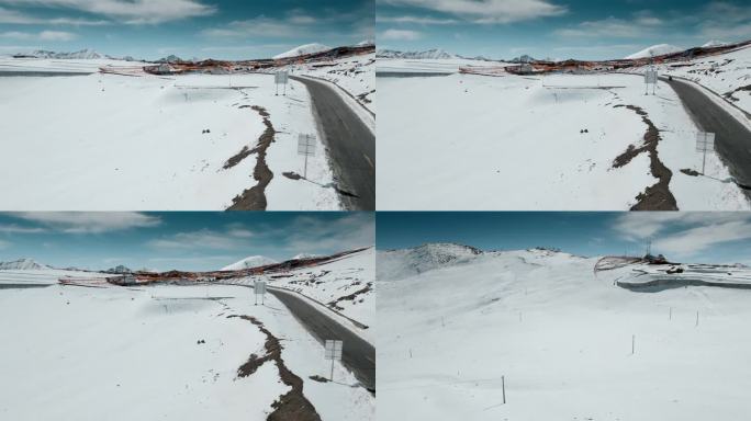 西藏旅游风光318国道米拉山口积雪