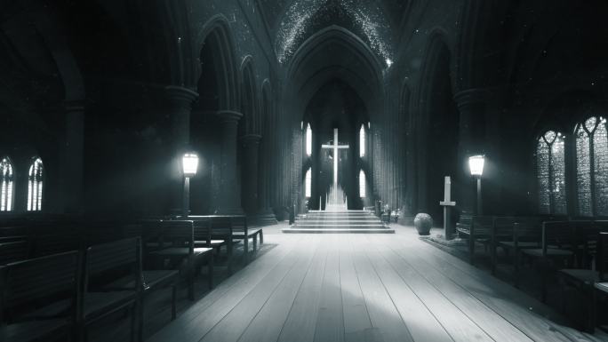 黑暗教堂大教堂宗教建筑光影欧式建筑背景