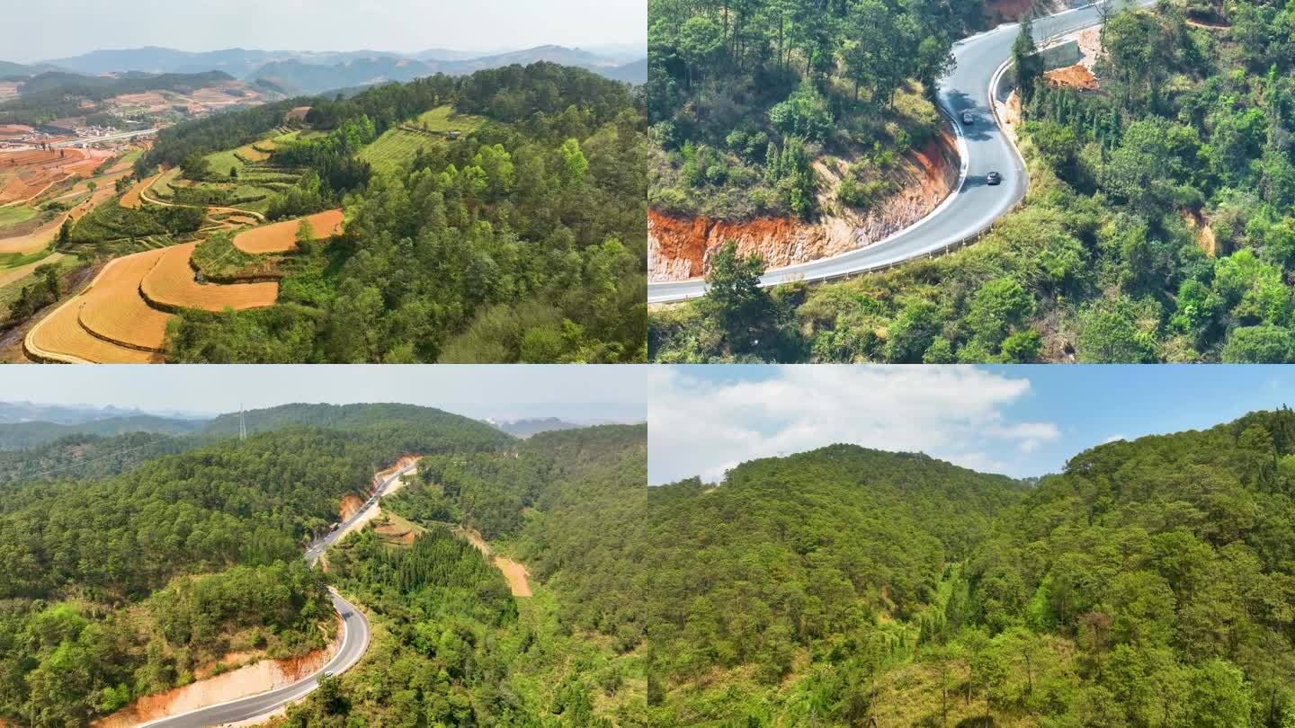 云南老龙山梯田和道路