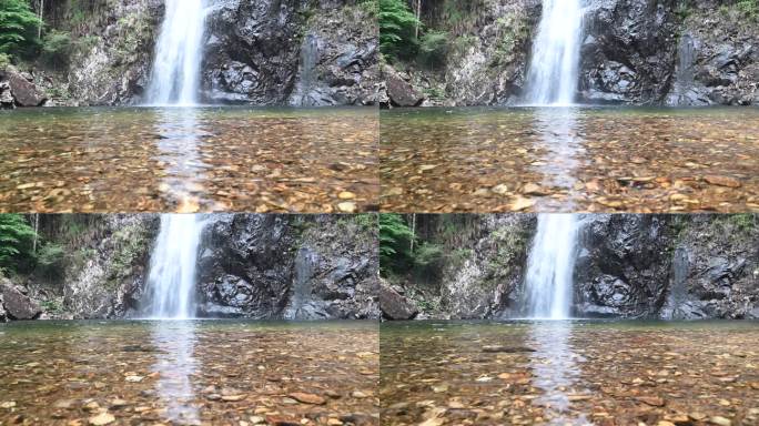 高山流水瀑布源溪雨林山白酒酿植被自然森林