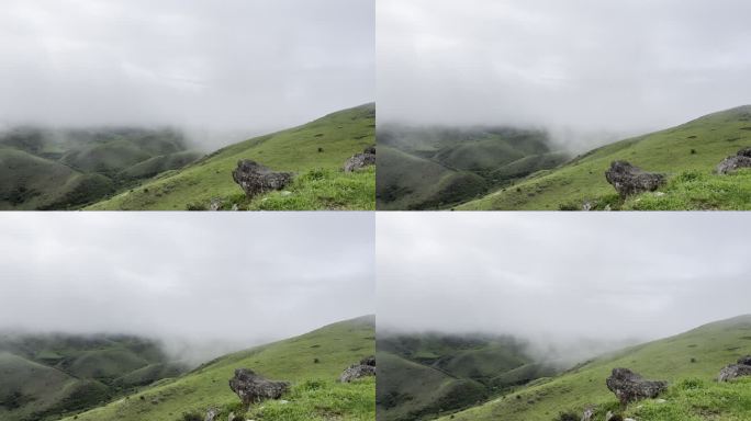 长焦下的云海日出日落风景