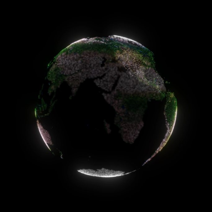 全息投影彩色镂空地球 循环 带透明通道
