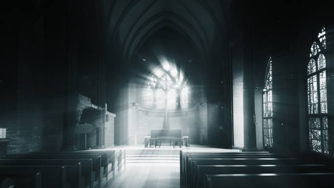 黑暗神秘宗教教堂大教堂礼堂光影变化背景