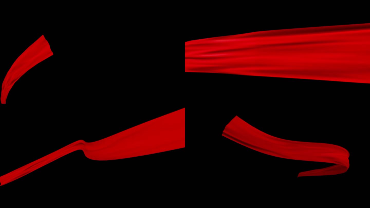 红绸红布透明通道素材-旋转
