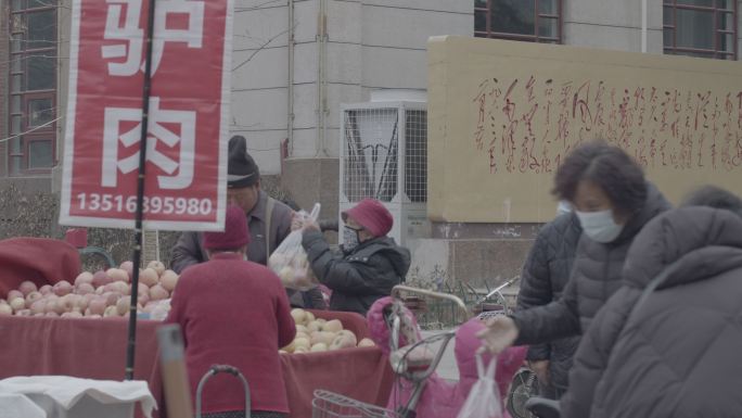 电影机拍摄城市人文早市买菜市场